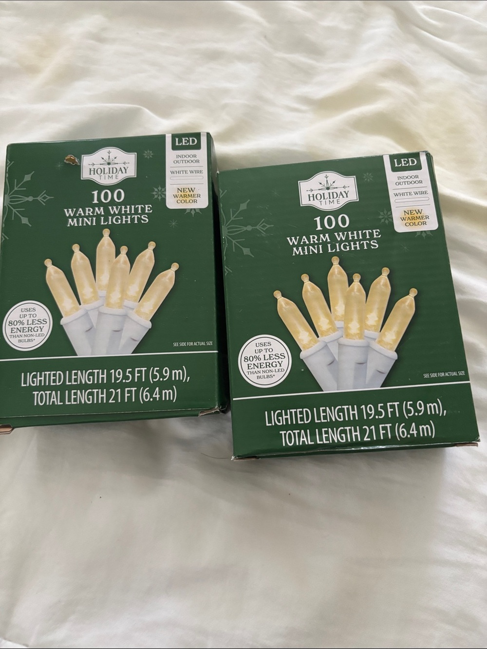 Holiday Time New Warm White LED Mini Lights, 21ft. 100 lights each box